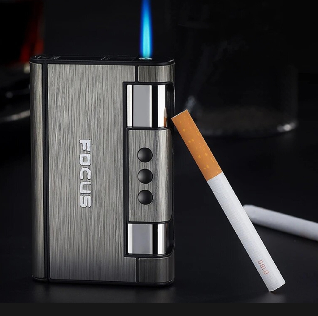 Picture of Gas Lighter Inside Cigarete Box Case Cigaretes Holder Automatic Storage Box new model