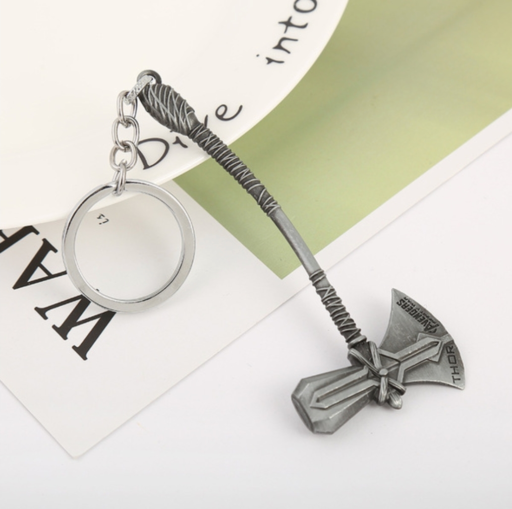 Picture of Thor Stormbreaker keychain European and American film and television peripheral accessories Infinity War Thor's hammer shape alloy keychain pendant small gift