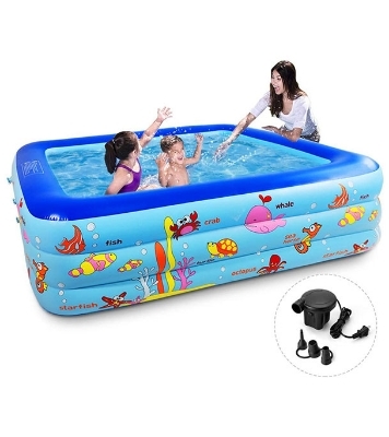 Picture of 305cm Inflatable Family Swimming Pool – | Easy Setup Backyard Water Fun PVC Outdoor Pool Set for Kids & Adults .