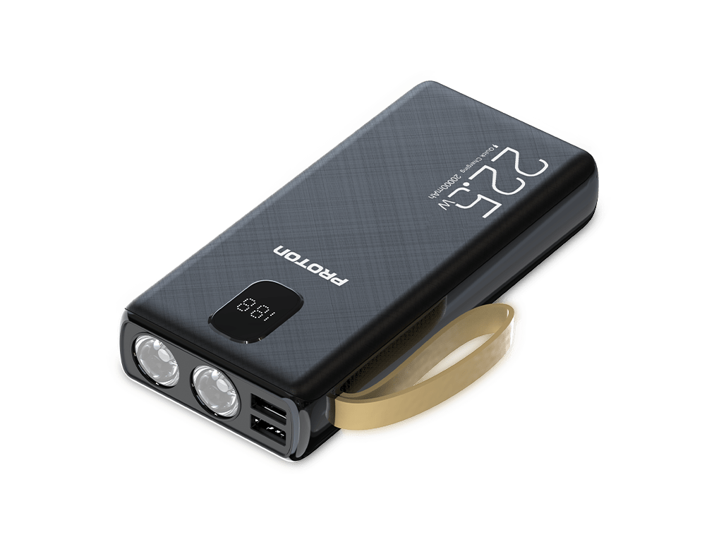 Picture of Proton Energy Mate Power Bank- 22.5W 20000mAH with in-built 2 Torch Light for Travel