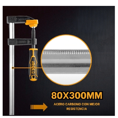 Picture of INGCO F CLAMP with plastic handle
80×300mm / 12" Inch HFC020802