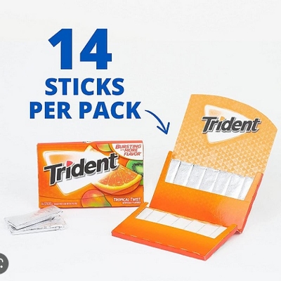 Picture of Trident Tropical Twist Flavor Sugar Free Gum X 14 Soft Gum