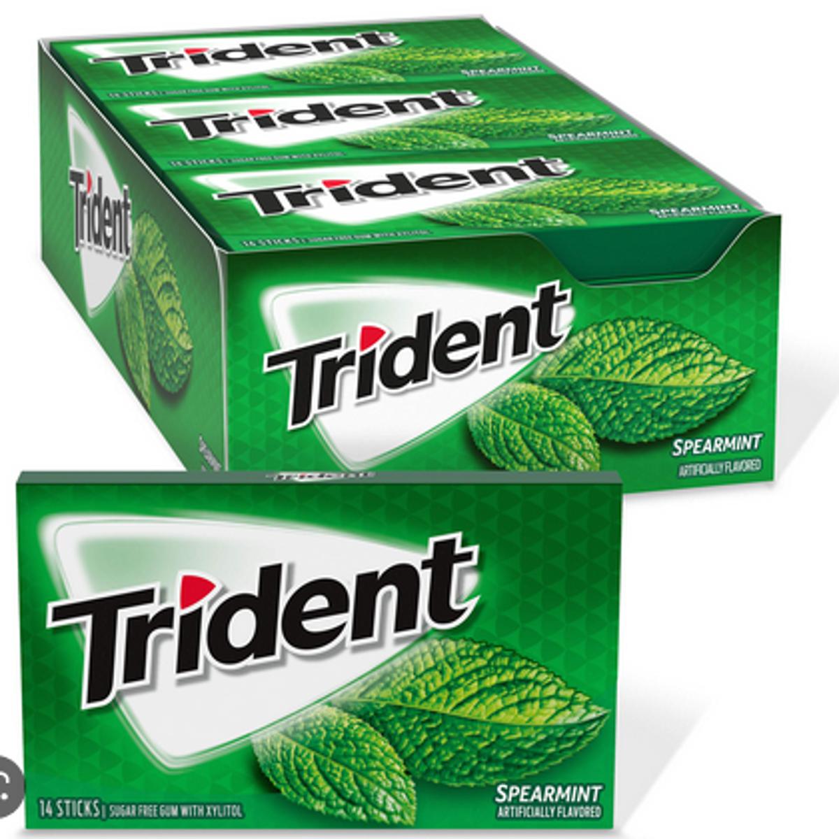 Picture of Trident Spearmint Sugar Free Gum,12 Packs 1Box