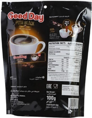 Picture of Good Day Pure Black Instant Coffee 40 Sticks x 2.5 grams(100gm)indonesia