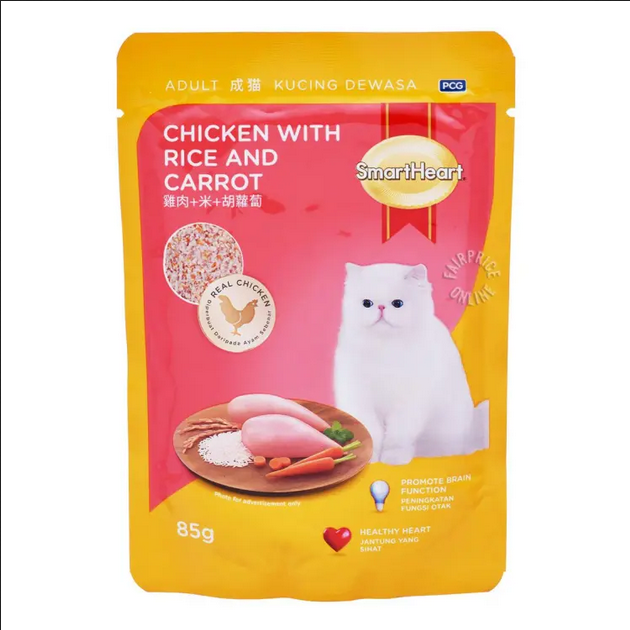 Picture of Smart Heart Cat Food Pouch Chicken with Rice and Carrot 85gm