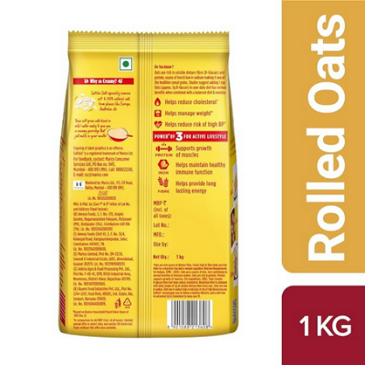 Picture of Saffola Oats | Rolled Oats | Delicious Creamy Oats | 100% Natural | High Protein & Fibre | Healthy Cereal for weight loss | 1Kg -indian