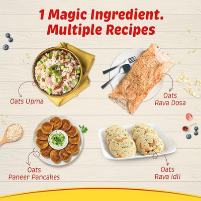 Picture of Saffola Oats | Rolled Oats | Delicious Creamy Oats | 100% Natural | High Protein & Fibre | Healthy Cereal for weight loss | 1Kg -indian