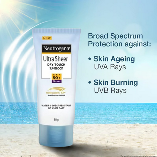 Picture of Neutrogena Ultra Sheer Dry Touch Sunblock SPF 50+ Sunscreen (White,80 g)