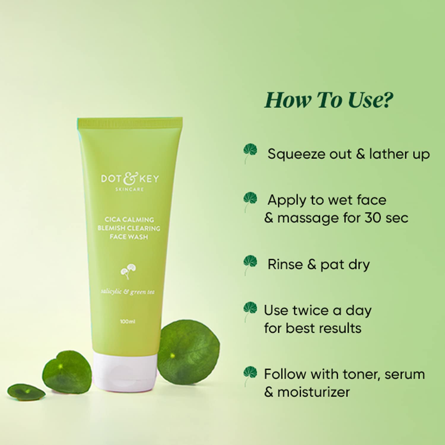 Picture of Dot and Key Cica Calming Blemish Clearing Face Wash with Salicylic Acid & Green Tea-15ml