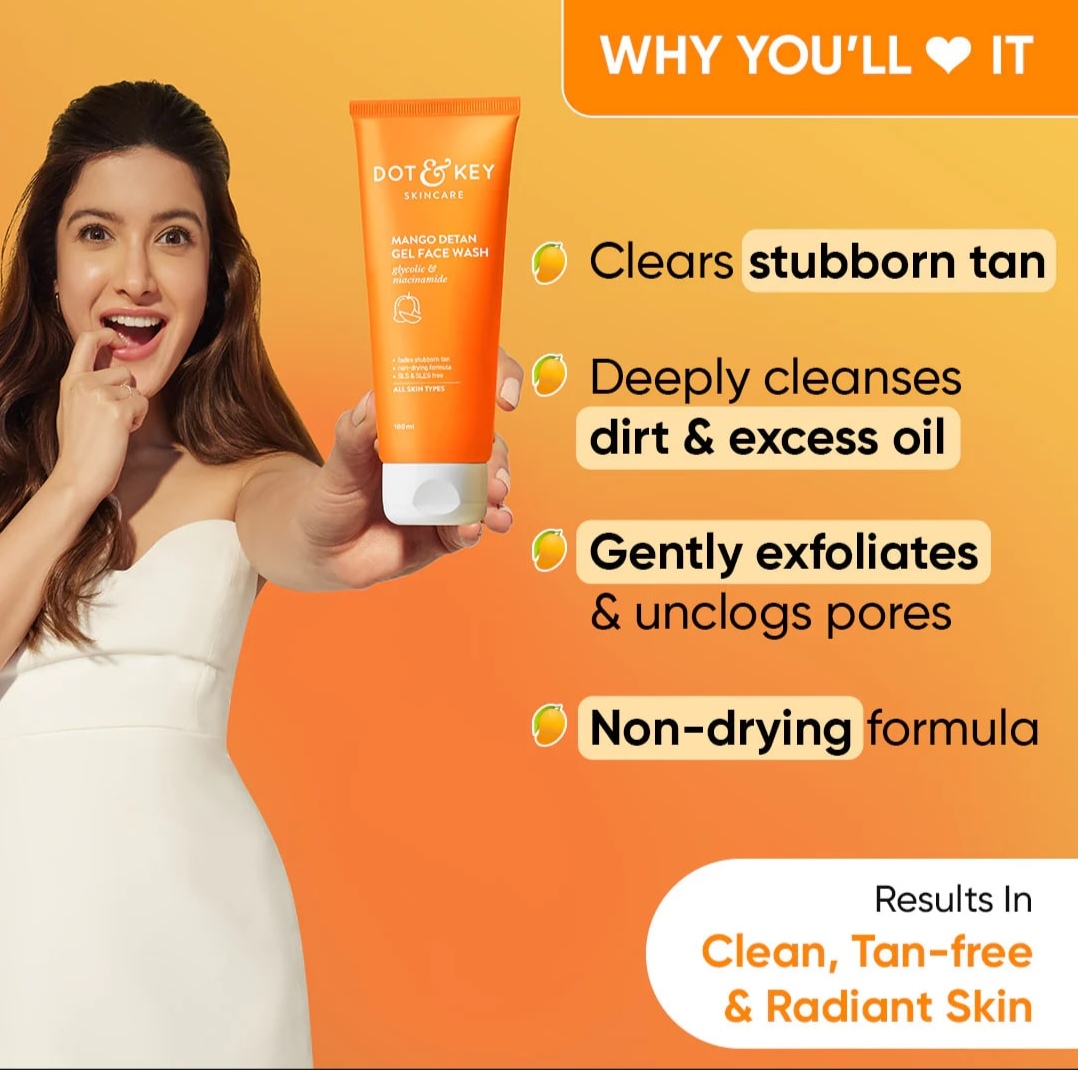 Picture of Dot and Key Mango Detan Gel Facewash with Glycolic and Niacinamide for All Skin Types-100ml (India)