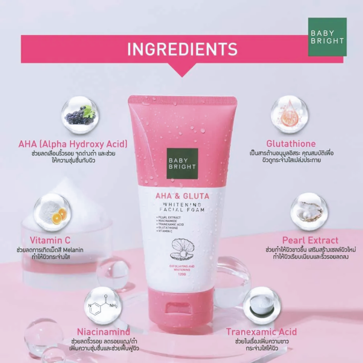 Picture of Baby Bright AHA & Gluta Whitening Facial Foam 120gm