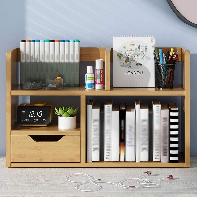Picture of  Meraj Furniture  AOKLEY Bookshelf Ware Desktop Bookshelf Bookcase Drawer Type Bookshelves Office Desktop Storage Shelf Living Bedroom Display Stand Book Rack