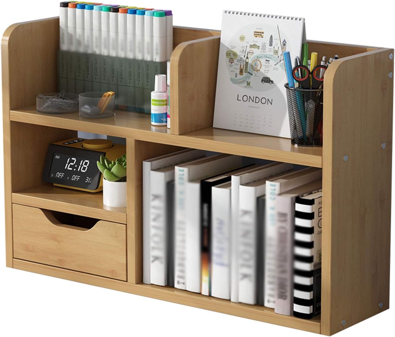 Picture of  Meraj Furniture  AOKLEY Bookshelf Ware Desktop Bookshelf Bookcase Drawer Type Bookshelves Office Desktop Storage Shelf Living Bedroom Display Stand Book Rack