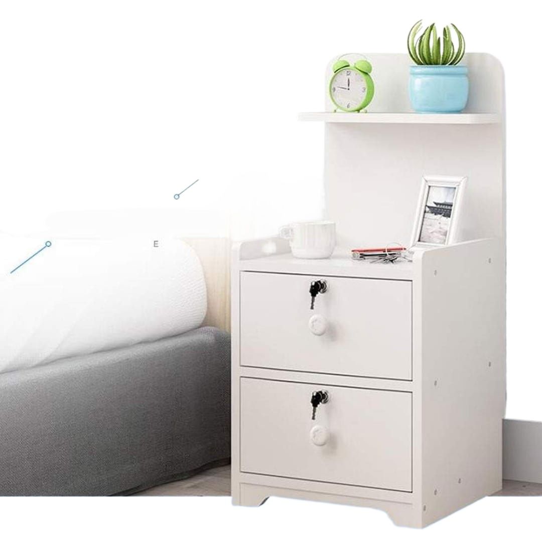 Picture of  Meraj Furniture  Bedside Table, 2 locker Drawer with Storage Shelf  JIMEOG Night Simple and modern Stand Bedroom Furniture Quarto Cabinet Bedside Table