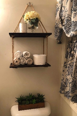 Picture of  Meraj Furniture  Mkono Wall Hanging Shelves Wood Window Shelf Rustic Storage Rack Home Decor Plants Photos Decorations Display for Living Room Bathroom Bedroom Kitchen Apartment Office, 2 Tier