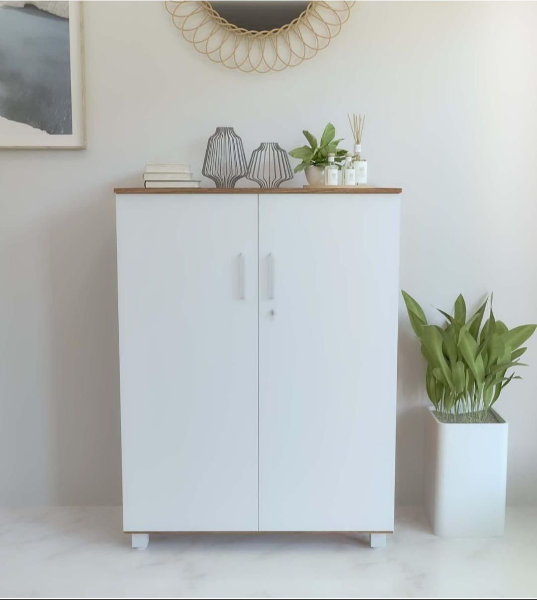 Picture of  Meraj Furniture Engineering wood 2 Door Multipurpose Cabinet/Bookshelf/Organiser/Cupboard/Almira/Side Cabinet/Book Cabinet/ Home Decor/ Furniture