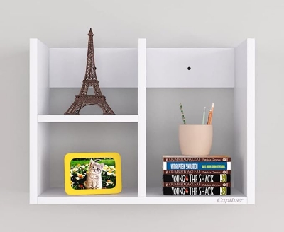 Picture of Meraj Furniture Engineered Wood Wall Mount Rich Books Shelf Racks Tier 3 (Matte White) II Open Wooden Brackets Shelves Multipurpose Library Storage Living Room Study Bedroom Organiser