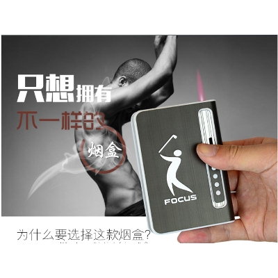 Picture of Cigarette Boxes with Jet Lighter 10Pcs Cigarette Launch Inject Holder Case Lighter
