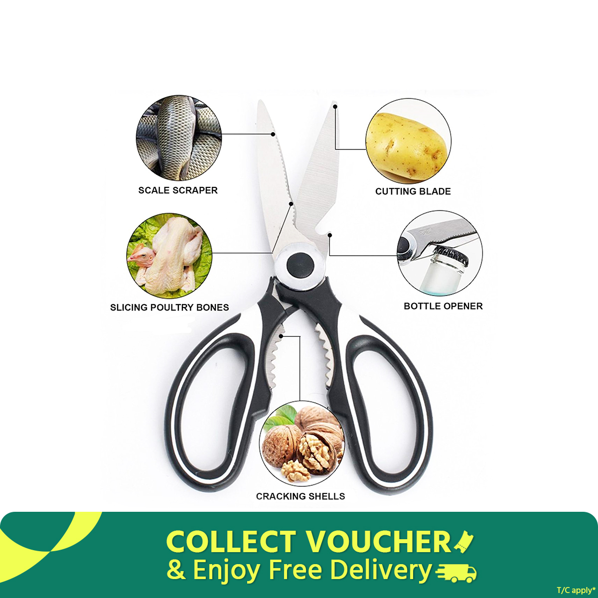 Picture of Multi-Functional Kitchen Scissors For Cutting Meat Poultry Fish Vegetable - Versatile Scissors For Various Kitchen Tasks