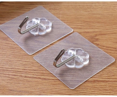 Picture of 10 pcs Adhesive Hooks Transparent Wall Hooks Waterproof Oilproof Self Adhesive Hooks Seamless Hanging Hook For Kitchen Bathroom