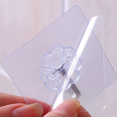 Picture of 10 pcs Adhesive Hooks Transparent Wall Hooks Waterproof Oilproof Self Adhesive Hooks Seamless Hanging Hook For Kitchen Bathroom