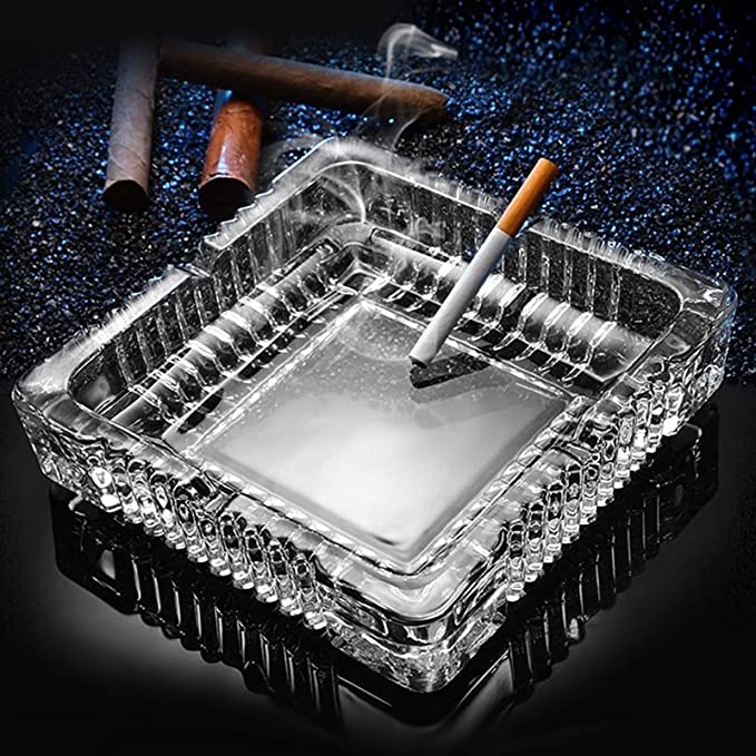 Picture of Tribal Decoration Square Tabletop Glass Ashtray