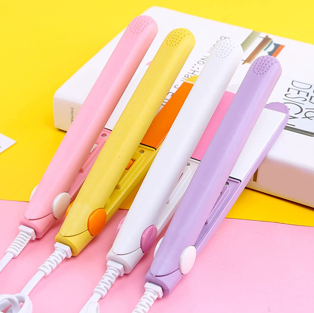 Picture of Mini Hair Straightener Multicolor Flat Iron Curler Ceramic Tourmaline Plate Easy Use And Carry Pocket Curling Styling Tool
