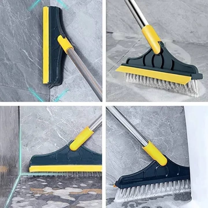 Picture of 2 in 1 Floor Scrub Brush | Floor Scrub Brush with Long Handle | 120° Rotating Bathroom, Kitchen Floor Crevice Cleaning Brush