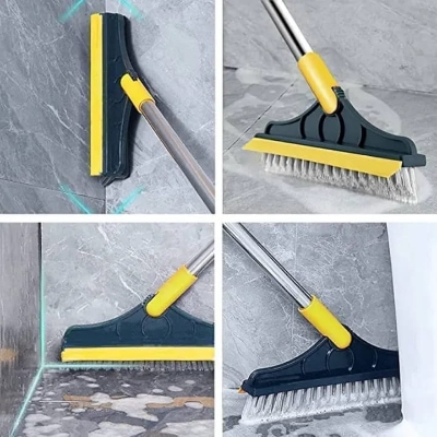 Picture of 2 in 1 Floor Scrub Brush | Floor Scrub Brush with Long Handle | 120° Rotating Bathroom, Kitchen Floor Crevice Cleaning Brush