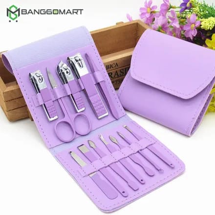 Picture of Nail Clippers Set, 16pcs Manicure & Pedicure Tools, Stainless Steel Nail Cutter Kit for men and women, with Leather Bag, Travel Grooming Kit for Facial, Cuticle and Nail Care