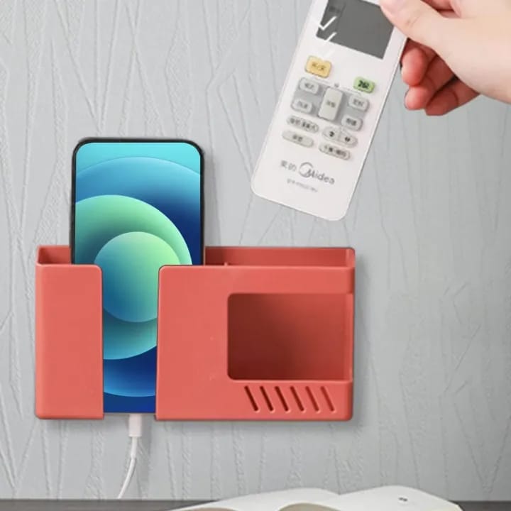 Picture of 2 In 1 Wall-mounted Mobile Phone Remote Control Storage Box Multifunctional Punch-free Storage Rack Wall Debris Storage Holders Best Gadgets