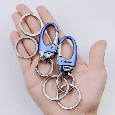 Picture of Omuda Key Ring।।Omuda Key Ring Holder OMUDA Keychain Stainless Steel Car Key Ring Hook Locking Silver Metal key ring Key chain for Bike Car Men Women Keyring 8083