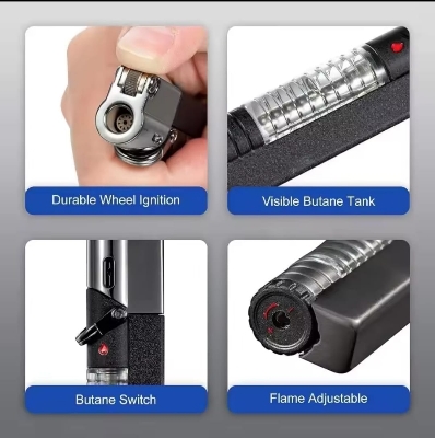 Picture of Torch Jet Lighter with Visible Gas, Lockable Flame, Windproof Lighters, Unique Gifts