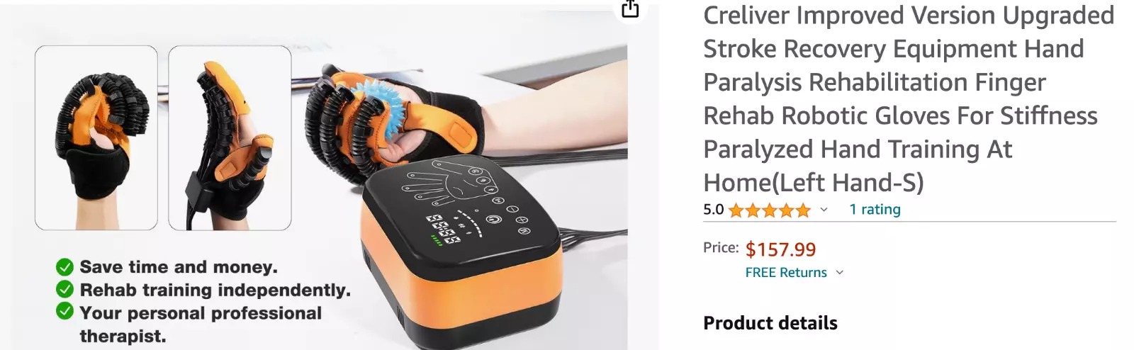Picture of Upgrade Hemiplegia Hand Stroke Recovery Equipment Hand Exercise Therapy Stroke Hand Exerciser Rehabilitation Robot Glove