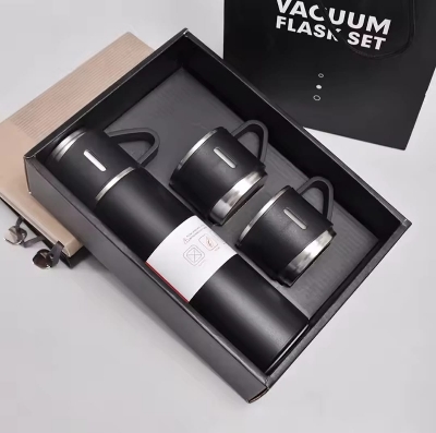 Picture of 500ML Stainless Steel Vacuum Flask Gift Set Office Business Style Thermos Bottle Outdoor Hot Water Thermal Insulation Couple Cup