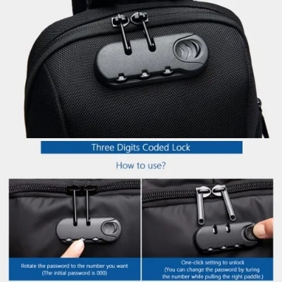 Picture of OZUKO 9223L Chest Bag Multifunction Crossbody Bag for Men