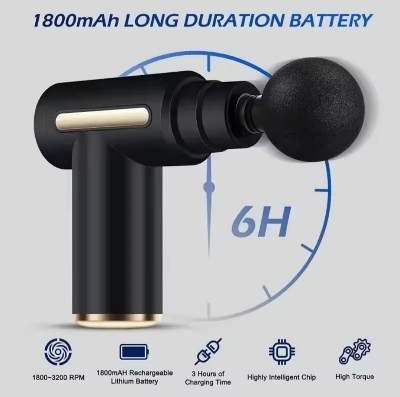 Picture of Mini LED Percussion Massage Gun - USB Deep Tissue Therapy for Neck Back & Body Portable Muscle Recovery Tool with 3 Speeds
