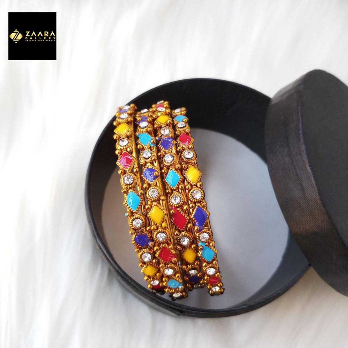 Picture of Multi-color Meenakari Stone Metal Bangles for Women (Imported) - 4 Pieces M-IMS2220