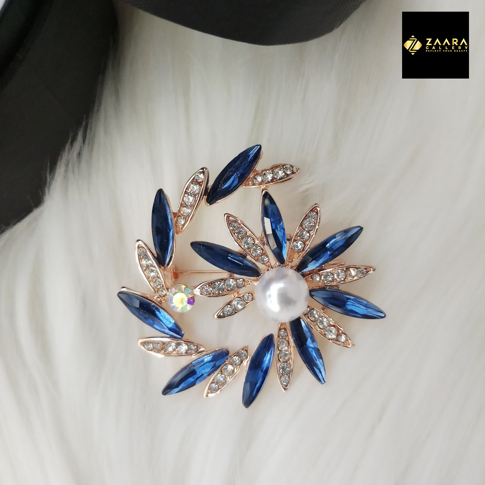 Picture of Stone & Metal Brooch /Hijab Pin/ Saree Pin for Women (Golden) (Imported) M-BRC-1107 - 1 Piece - Brooch - Brooch for Women - হিজাব পিন
