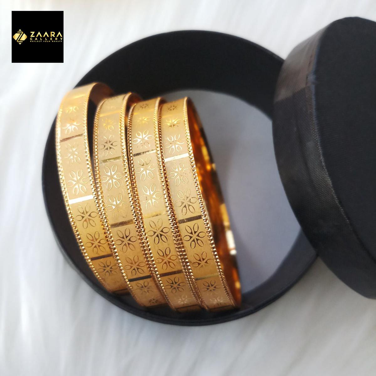 Picture of City Gold Bangles/ Gold Plated Laser Cut Bangles For Women Top Quality Color Grade-1 Imported M-CT7049 - 4 Pieces - Bangles For Women - Bangles - চুড়ি