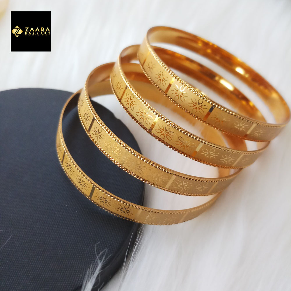 Picture of City Gold Bangles/ Gold Plated Laser Cut Bangles For Women Top Quality Color Grade-1 Imported M-CT7049 - 4 Pieces - Bangles For Women - Bangles - চুড়ি
