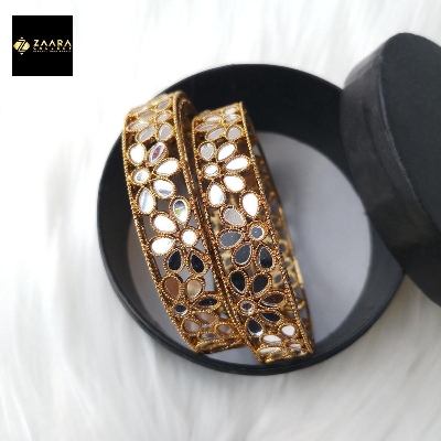 Picture of Mirror Metal Golden And Silver Color Bangles (Imported) M-MB720ALL for Women - 2 Pieces - Bangles