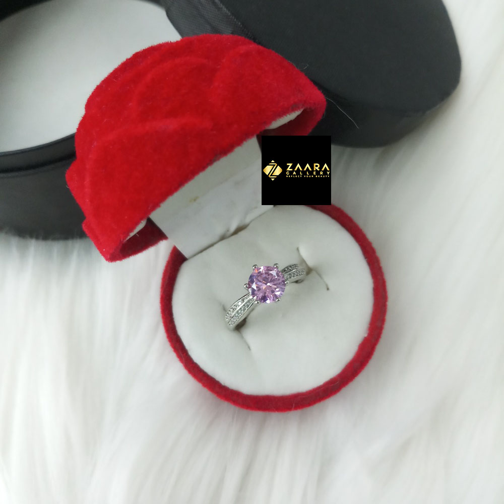Picture of Stone Finger Ring for Women & Girls Silver & Golden With Free Box (Imported) (M-FRC2040) - 1 Piece - Ring