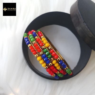 Picture of Multicolor Crystal Beads Metal Bangles for Women (Imported) M-CB214ALL - 4 Pieces - Bangles - Bangles for Women - চুড়ি