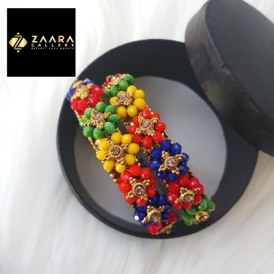 Picture of Multicolor Crystal Beads Metal Bangles for Women (Imported) M-CB213ALL - 2 Pieces - Bangles - Bangles for Women - চুড়ি