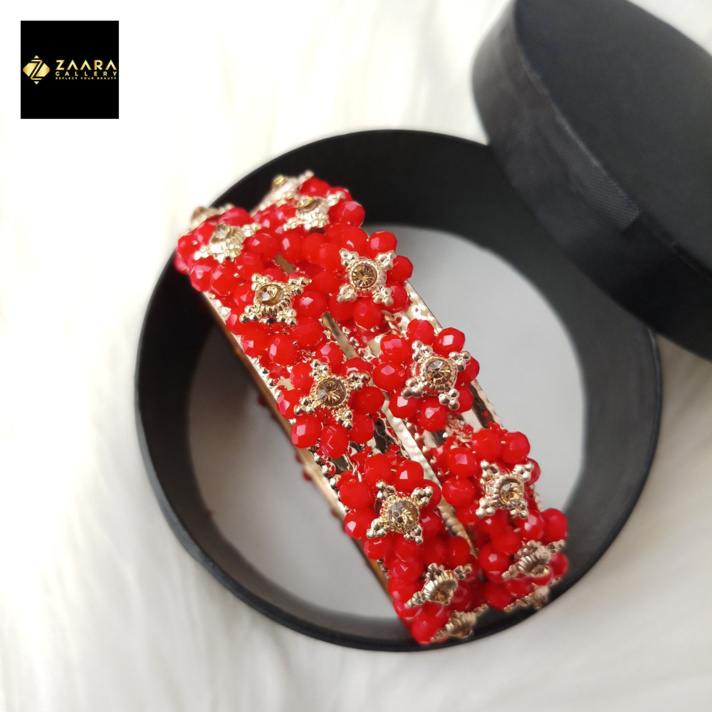 Picture of Multicolor Crystal Beads Metal Bangles for Women (Imported) M-CB213ALL - 2 Pieces - Bangles - Bangles for Women - চুড়ি