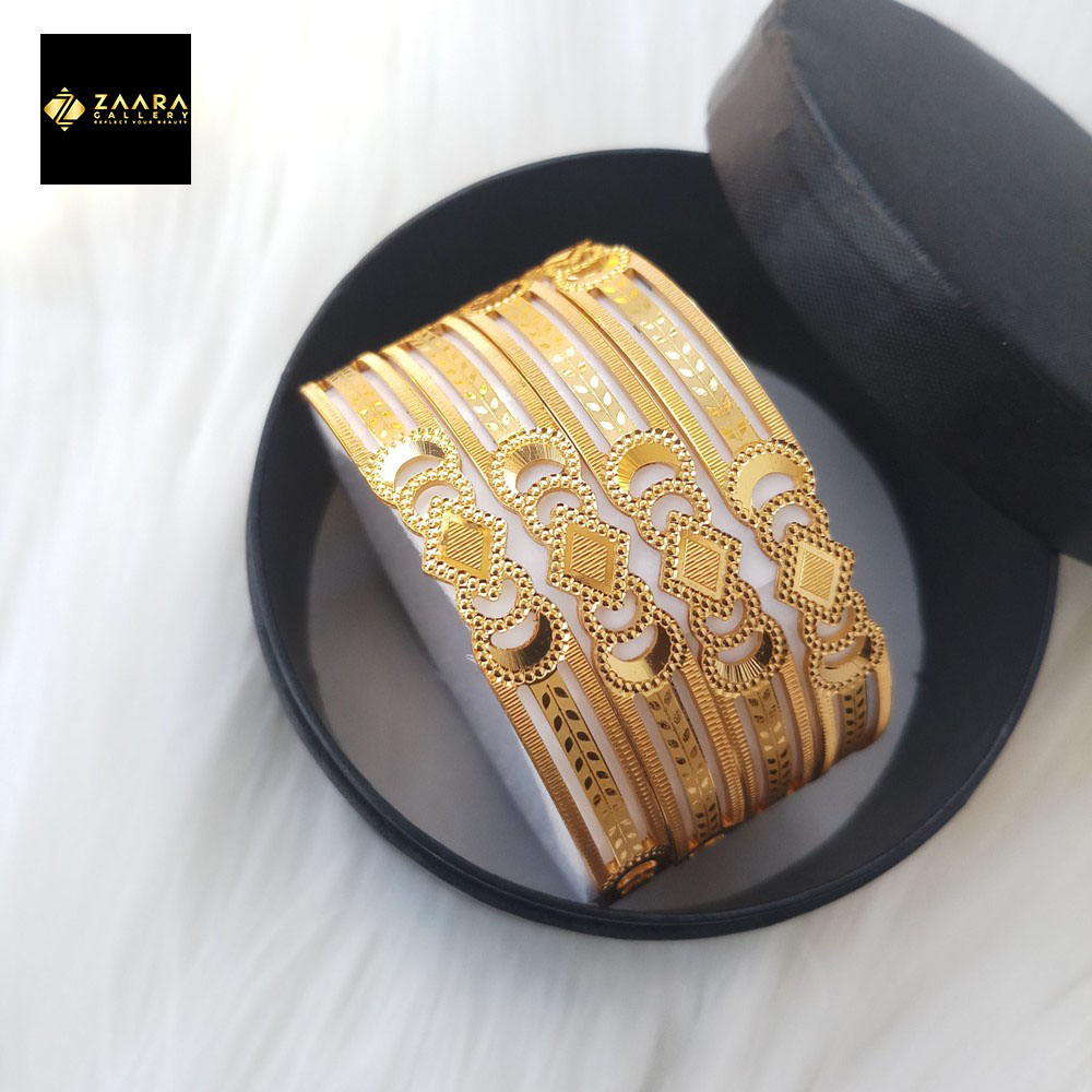 Picture of City Gold Bangles/ Gold Plated Laser Cut Bangles For Women Top Quality Color Grade-1 (Imported) M-CT7000ALL - 4 Pieces - Bangles For Women