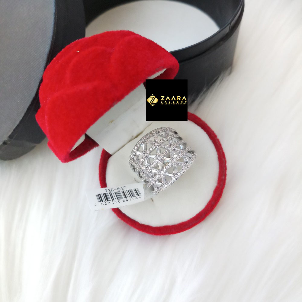 Picture of Diamond Cut AD Stone Gold Finger Ring for Women & Girls With Free Box (Imported) - 1 Piece (M-DCFR22022S) - Rings - Ring - Ring for Women - Ring for Girls