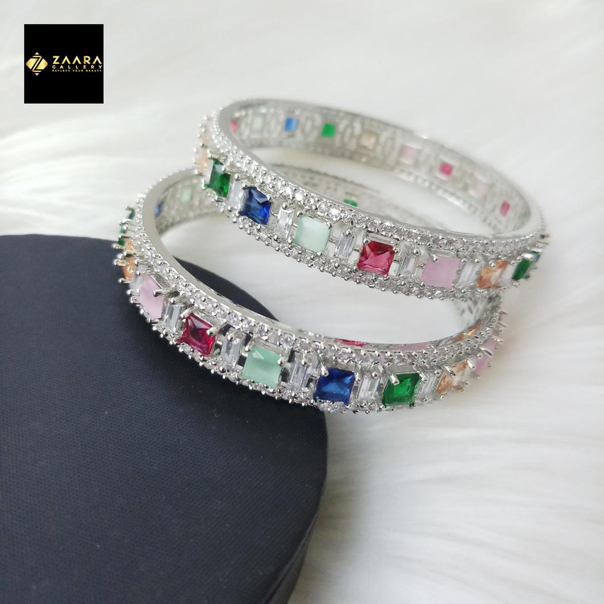 Picture of Diamond Cut AD Stone Bangles for Women - 2 Pieces (Imported) M-DCB473 - Bangles