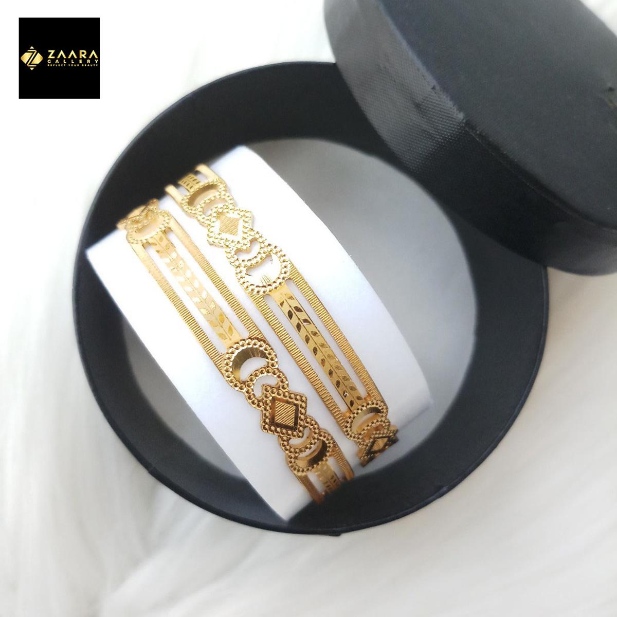 Picture of City Gold Bangles/ Gold Plated Laser Cut Bangles For Women Top Quality Color Grade-1 (Imported) M-CT7023 - 2 Pieces - Bangles For Women